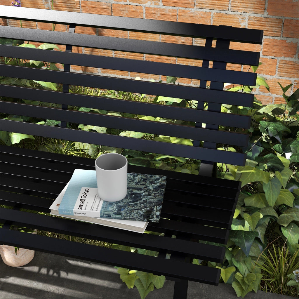 Panca da giardino 2 posti ¨C Xylo ¨C alluminio nero 123x67x79 cm
