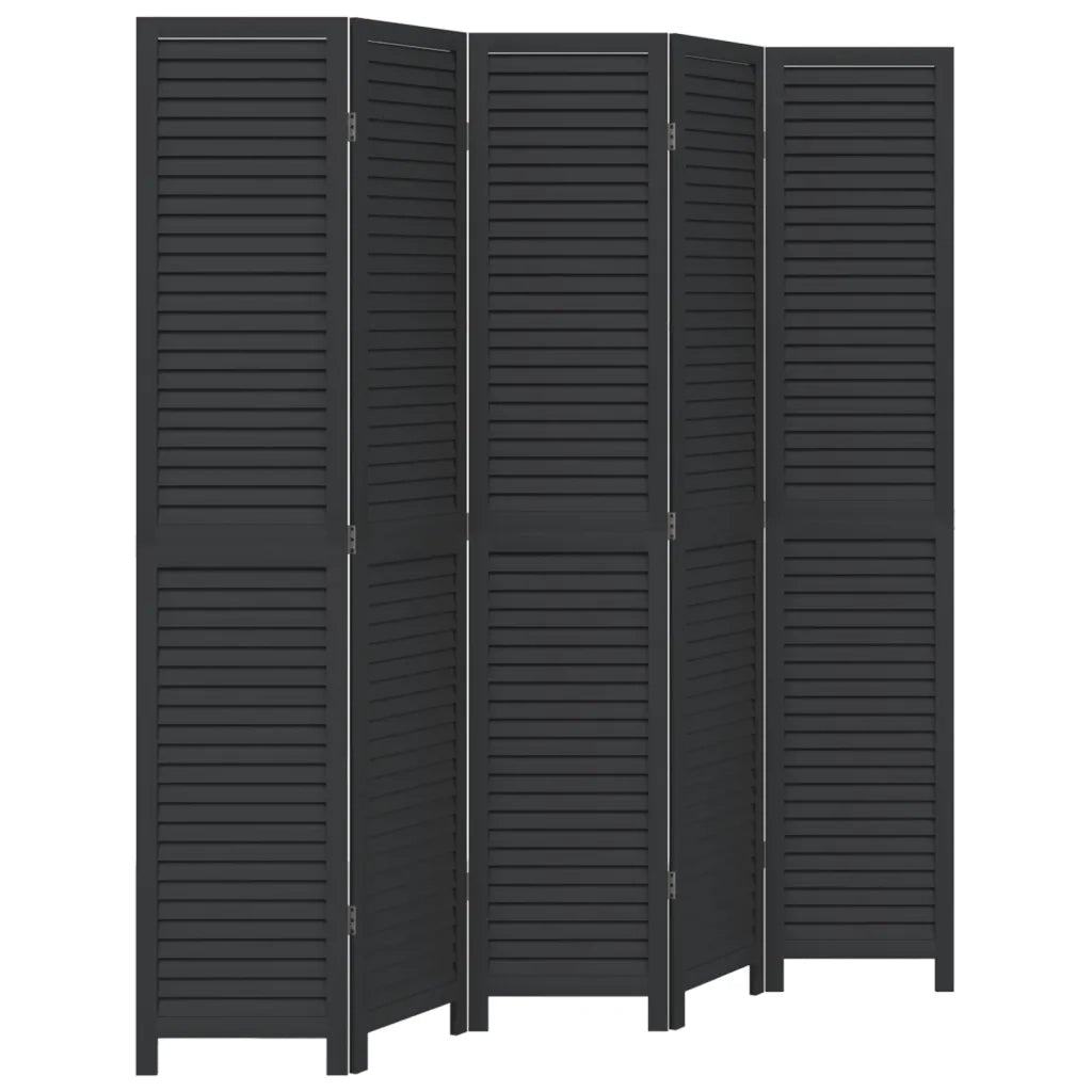 Divisorio Ambienti | Divider per stanze | Paravento 5 Pannelli Nero Legno Massello di Paulownia