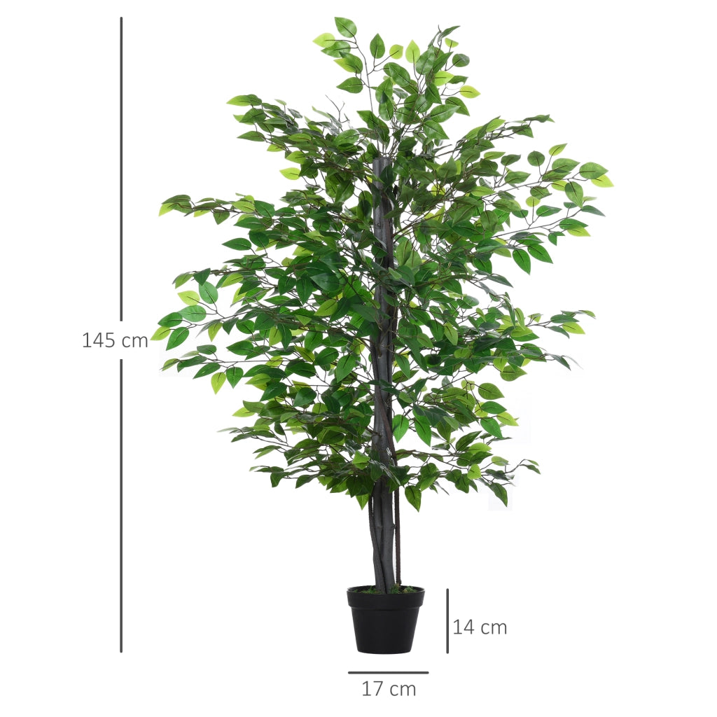 Ficus Artificiale Grande 145 cm ¨C zephmum ¨C Verde in Vaso Plastica