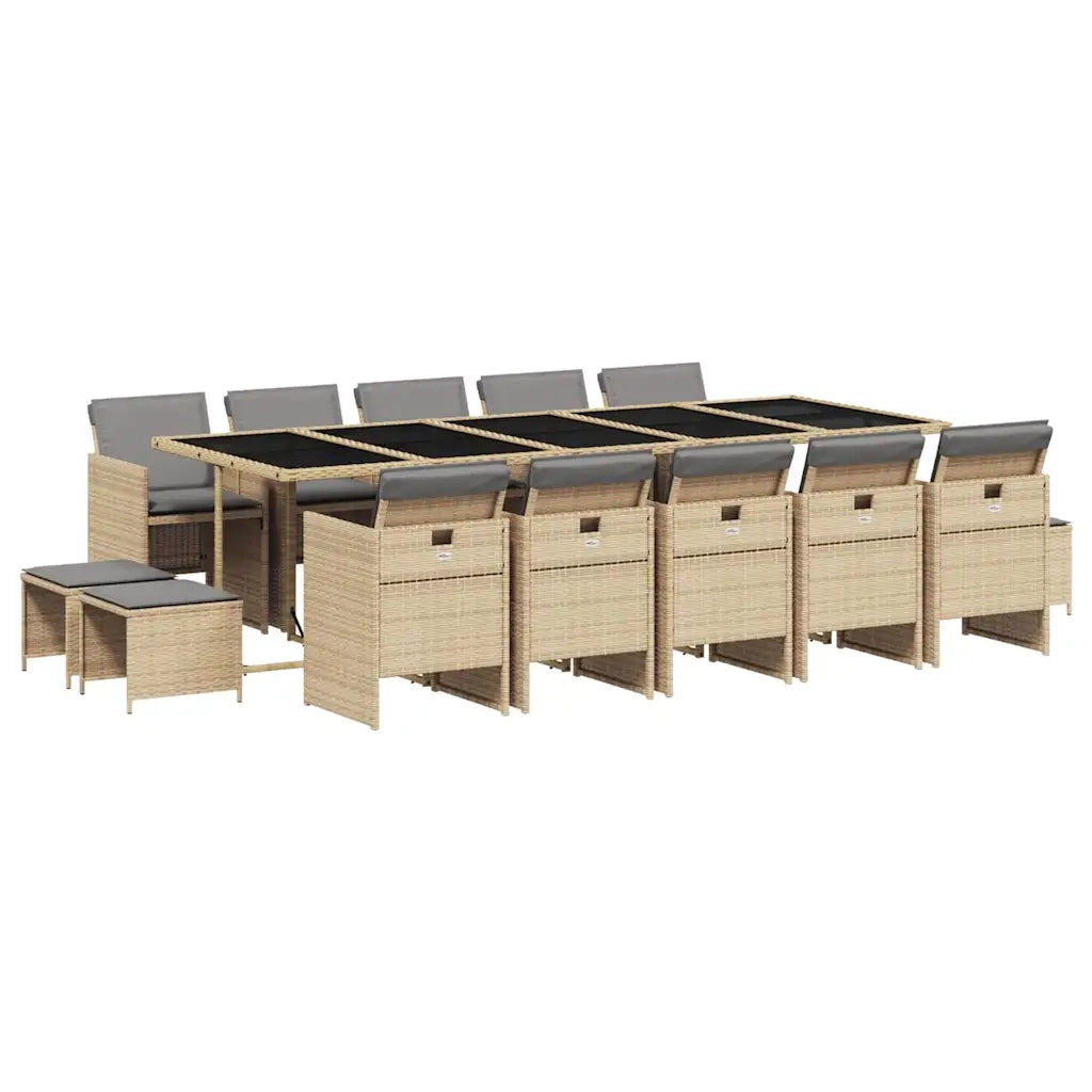 Set Pranzo da Giardino 15 pz con Cuscini Beige Misto Polyrattan 3210636