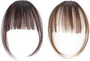 Clip in capelli - Frange naturale sintetica - Estensioni frontali - Elastici capelli corti - Accessori per pony (marrone chiaro e scuro)