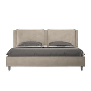 BS COM Letto contenitore imbottito 180x210 microfibra sabbia