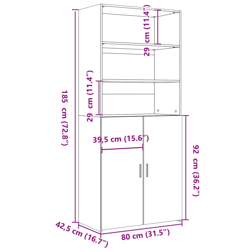 Credenza | Madia | Buffet da pranzo | Armadio da pranzo Rovere Sonoma 80x42,5x185 cm in Legno Multistrato