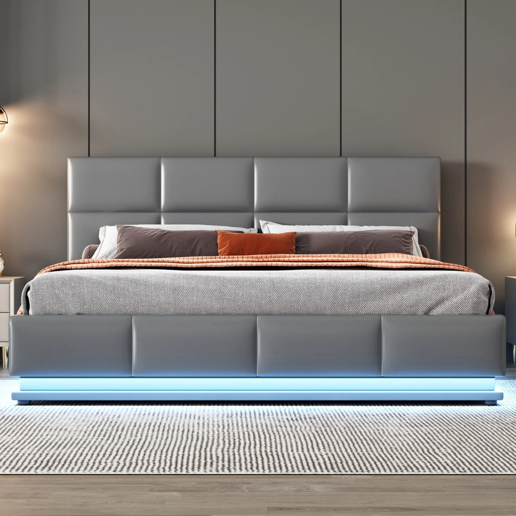 letto imbottito ecopelle grigio 160 x 200 cm