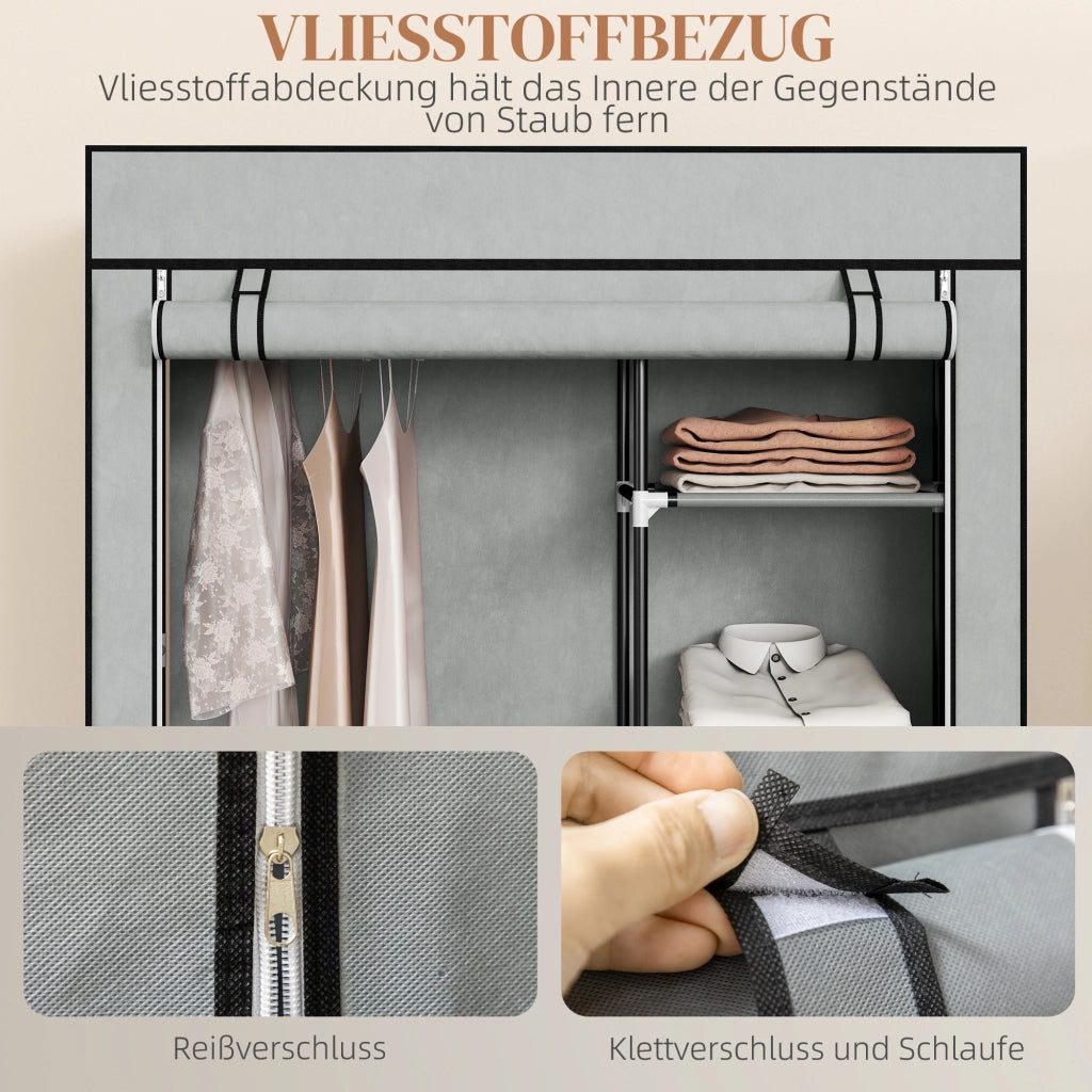 Armadio in Tessuto con 6 Ripiani e Appendiabiti ¨C Minimal ¨C Grigio Chiaro