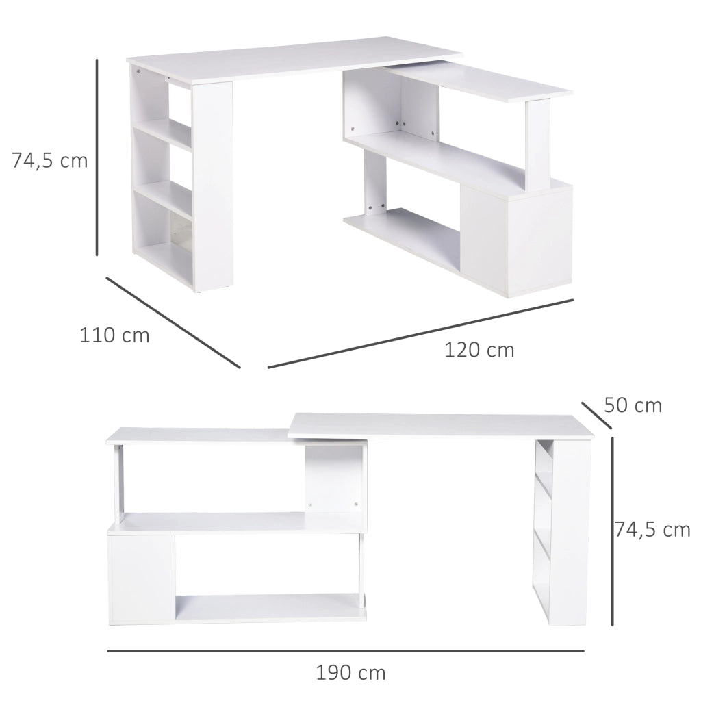 Scrivania Angolare Girevole ¨C Minimal ¨C Bianco 120x110 cm