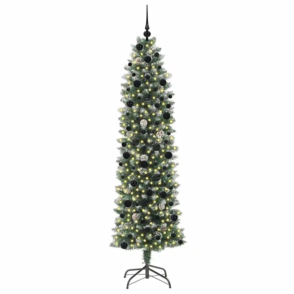 Albero di Natale Artificiale Sottile Verde e Bianco 240 cm 3395318