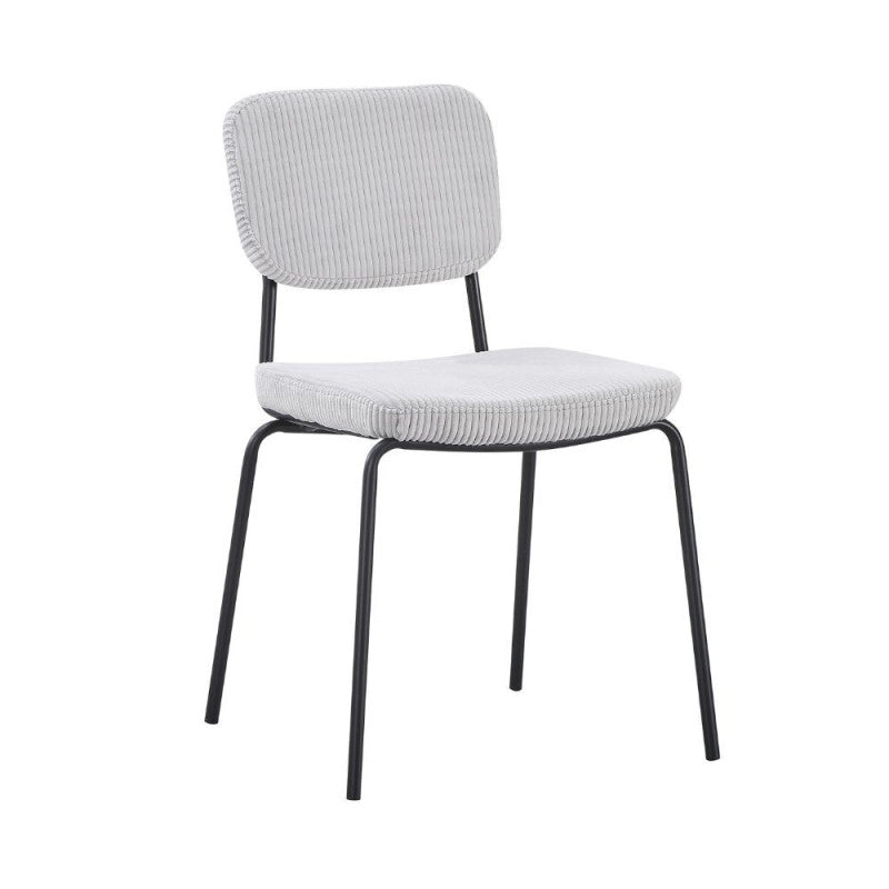 Sedia Juno in tessuto colore grigio chiaro e struttura in metallo nero set 4 pezzi