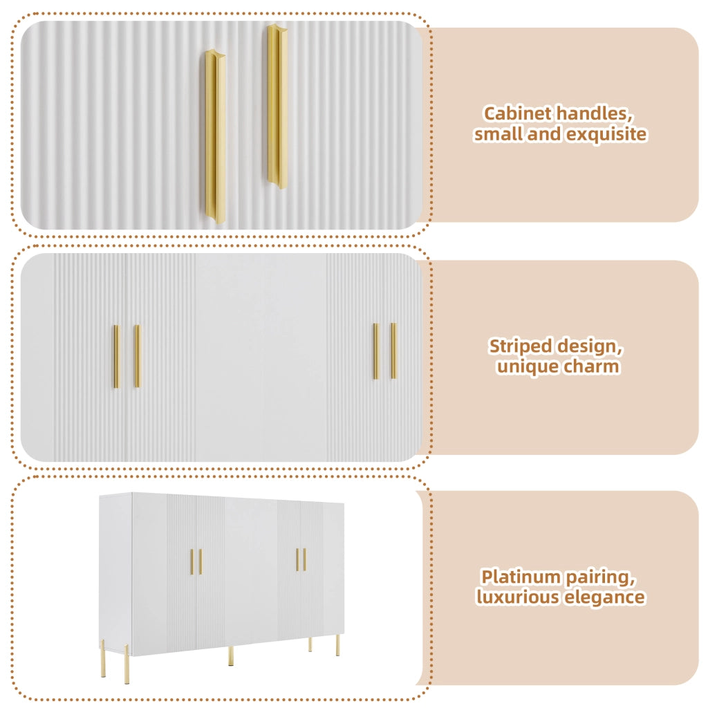 Credenza e buffet 4 ante 2 spazi contenitivi con ripiani regolabili per soggiorno e sala da pranzo 160 × 35 × 100 cm