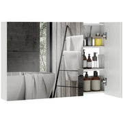 Armadietto Pensile Bagno 3 Ante Specchio Legno ¨C zephmum ¨C Bianco 90x13.5x60