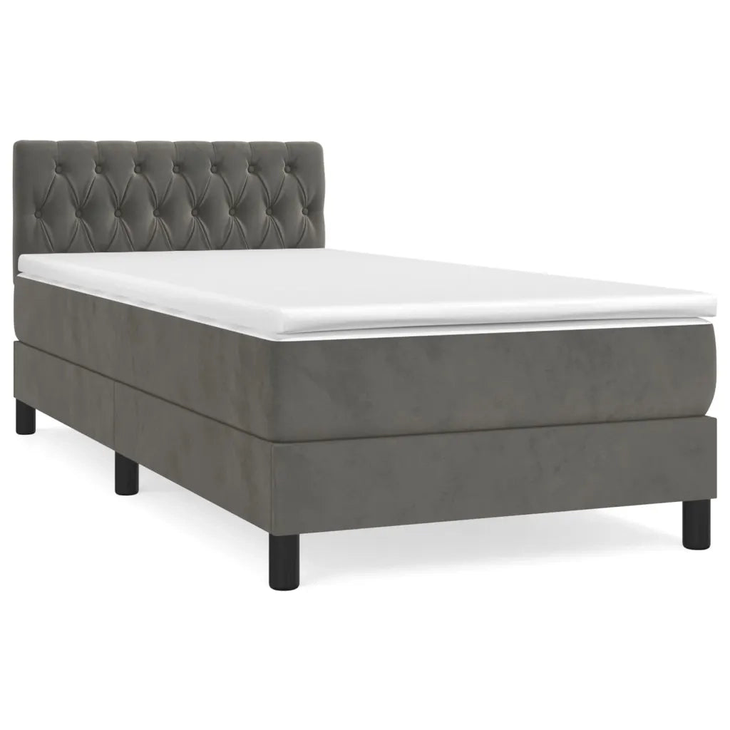 Giroletto a Molle con Materasso-Struttura Letto Grigio Scuro 90x190 cm Velluto 985680
