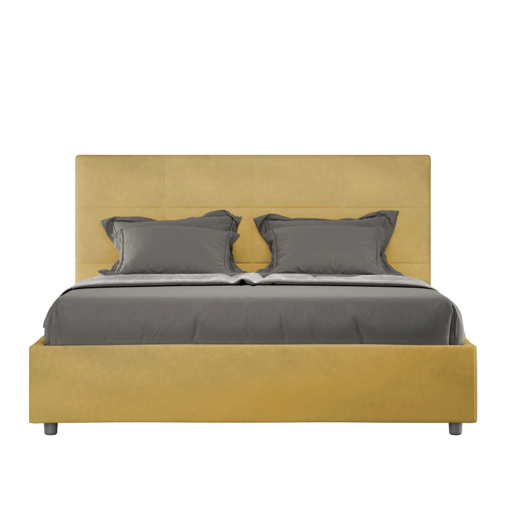 ityhome Letto matrimoniale king size con rete imbottito 170x190 microfibra ocra Mika