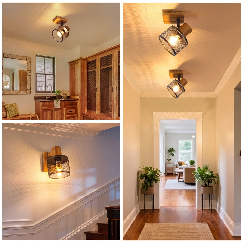 ZMH Faretto da soffitto nero 1 luci E14 stile industriale vintage in metallo ideale per soggiorno lampadine non incluse