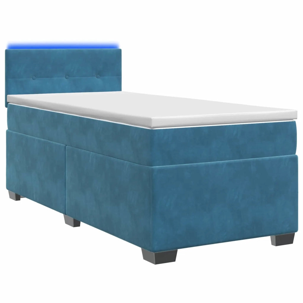 Letto con Box Spring, Materasso e LED Blu 80 x 200 cm Velluto 3452070