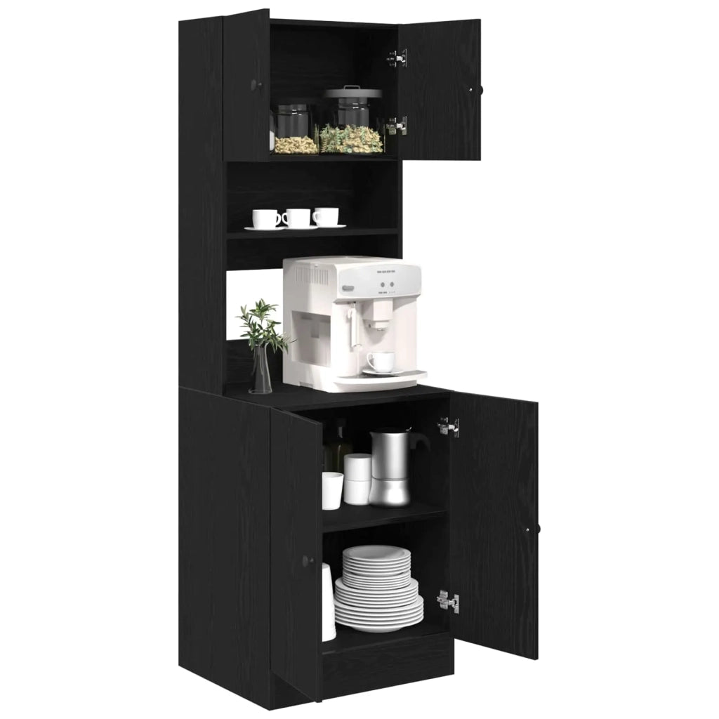 Credenza da cucina con porta 2 pz | Madia | Buffet da pranzo | Armadio da pranzo Rovere Nero 60 x 50 x 180 cm