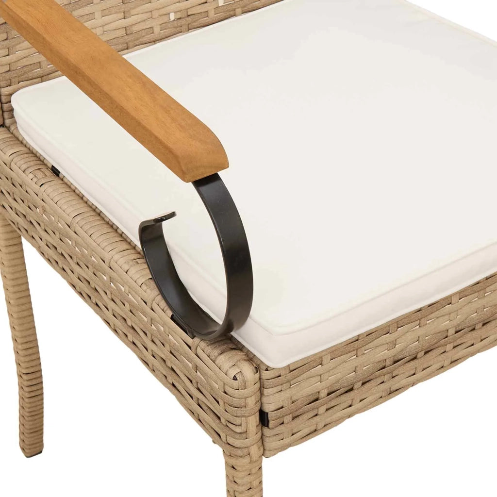 Sedie da giardino con cuscino 4 pz | Sedie da Esterno Beige e Bianco Crema