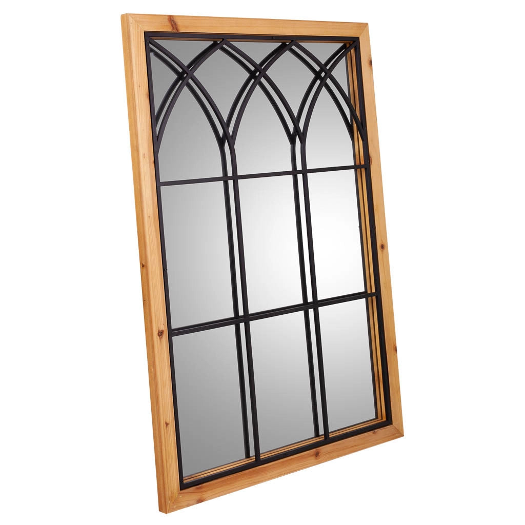 Specchio in legno e metallo marrone 60x2,5x90h