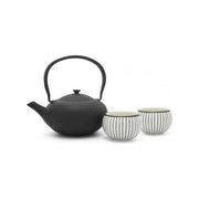 Bredemeijer INB157002 Shanxi Teiera in ghisa da 1 litro con 2 tazze in porcellana e filtro in acciaio inossidabile colore Nero