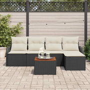 Set Divano da Giardino con cuscino 6 pcs Nero polyrattan