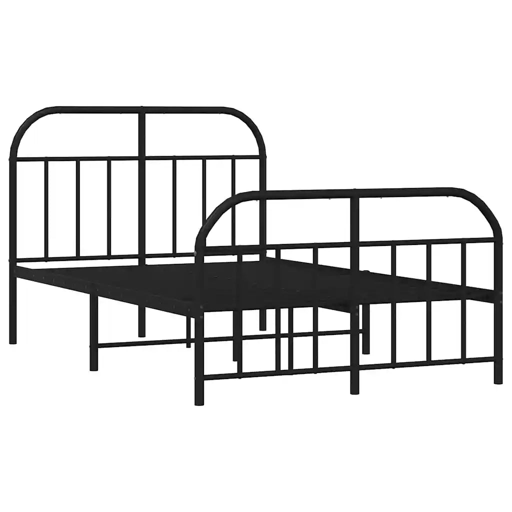 Giroletto con Testiera e Pediera-Struttura Letto Metallo Nero 120x190 cm 485836