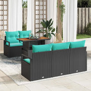 Set Divano da Giardino con cuscino 6 pcs Nero e blu 3349654