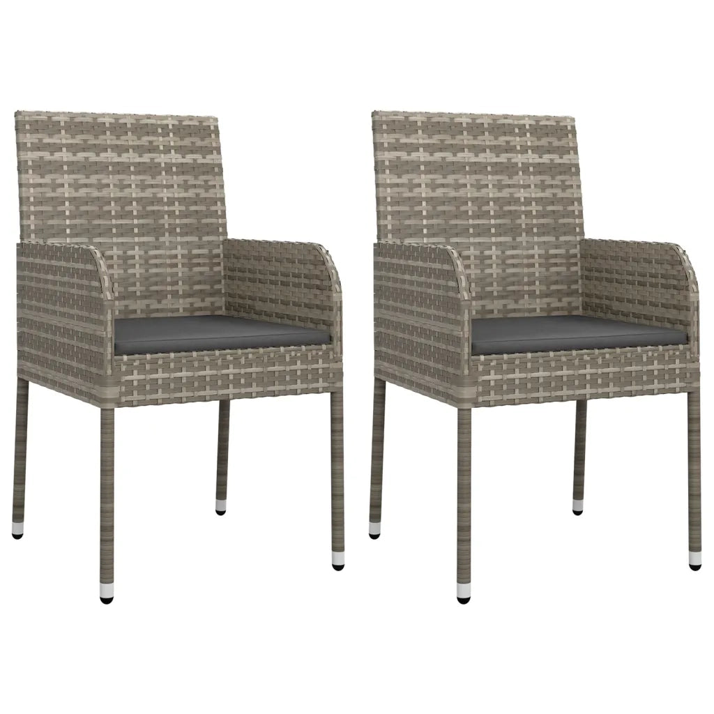 Set Salotto Giardino 3 pz con Cuscini Nero e Grigio Polyrattan 3185161