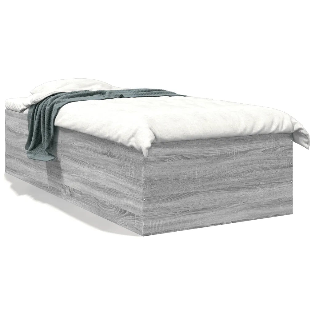 Letto singolo | Letto per adulti | Giroletto Grigio Sonoma 75x190 cm in Legno Multistrato