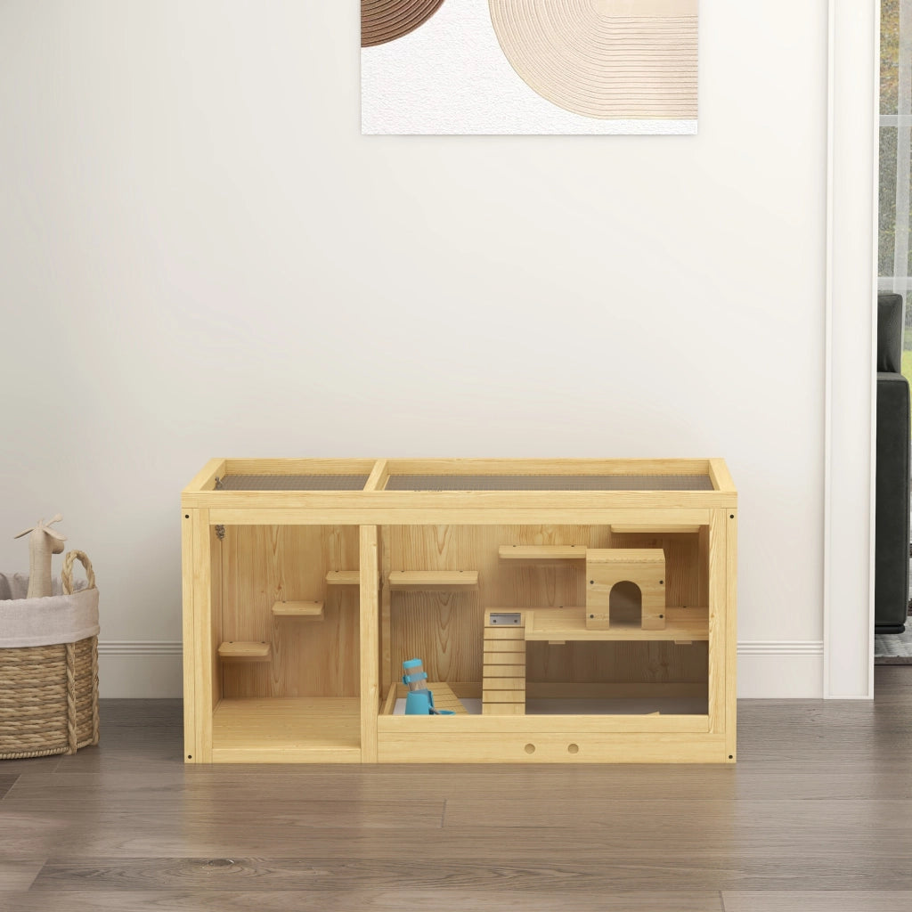 Gabbia per Piccoli Animali Roditori ¨C zephmum ¨C 100x50x50 cm Legno Naturale