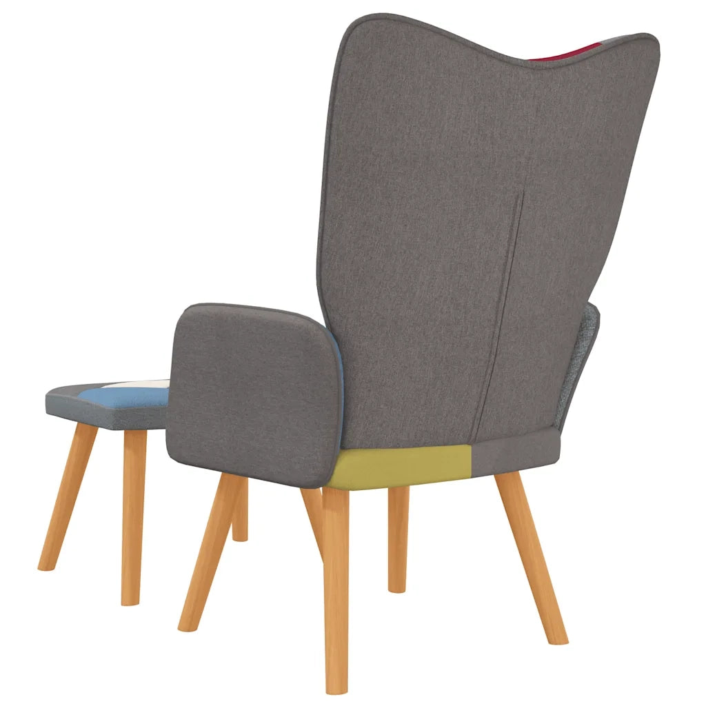 Poltrona Relax con Poggiapiedi in Tessuto Patchwork 328184