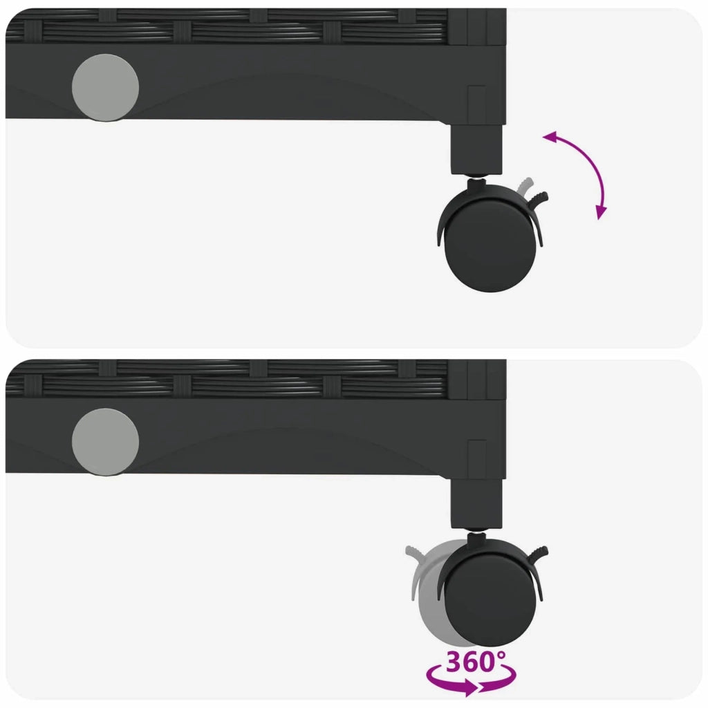 Vaso da Giardino con Copertura per Serra e Ruote 2 pz Nero PP 3422975