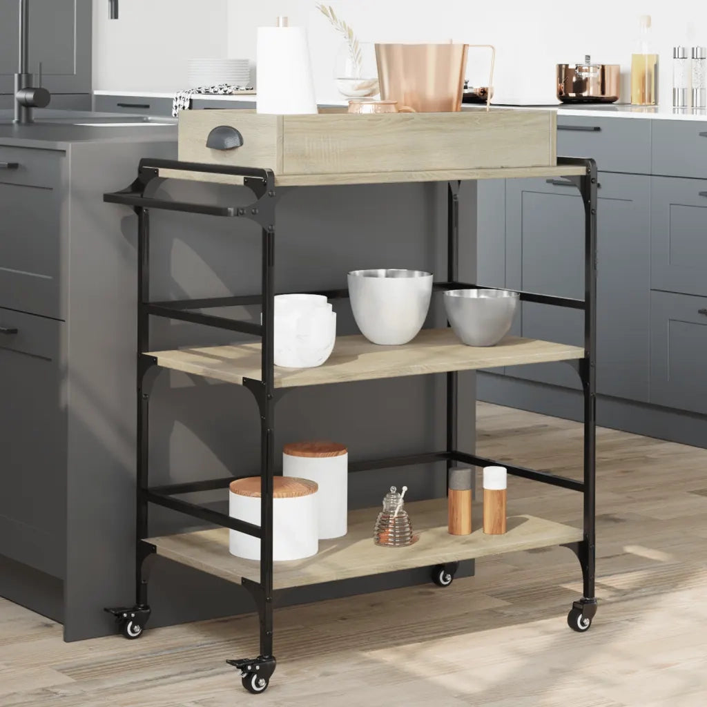 Carrello Cucina-Scaffale per Cucina Rovere Sonoma 81,5x41x92,5 cm Legno Multistrato