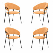 Sedie da sala da pranzo set da 4 Aurelia in velluto arancione con gambe nere
