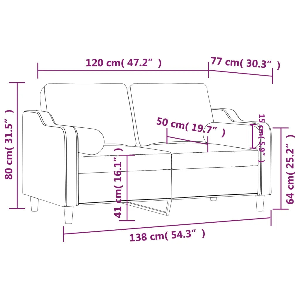 Divano a 2 Posti con Cuscini-Sofa 2 Posti con Cuscini Nero 120 cm in Tessuto 711590