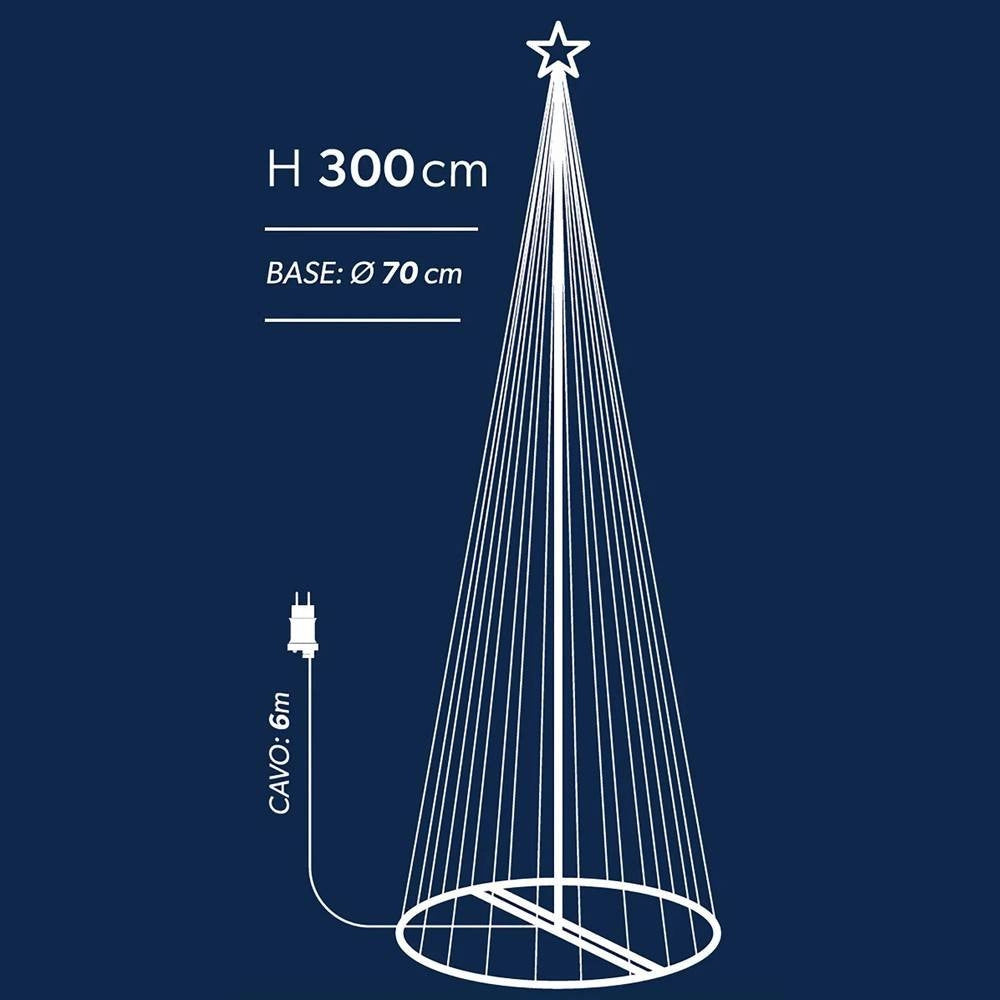 Trade Shop - Albero Di Natale Luminoso Bianco Caldo 394 Led 300cm Decorazione Per Esterno -