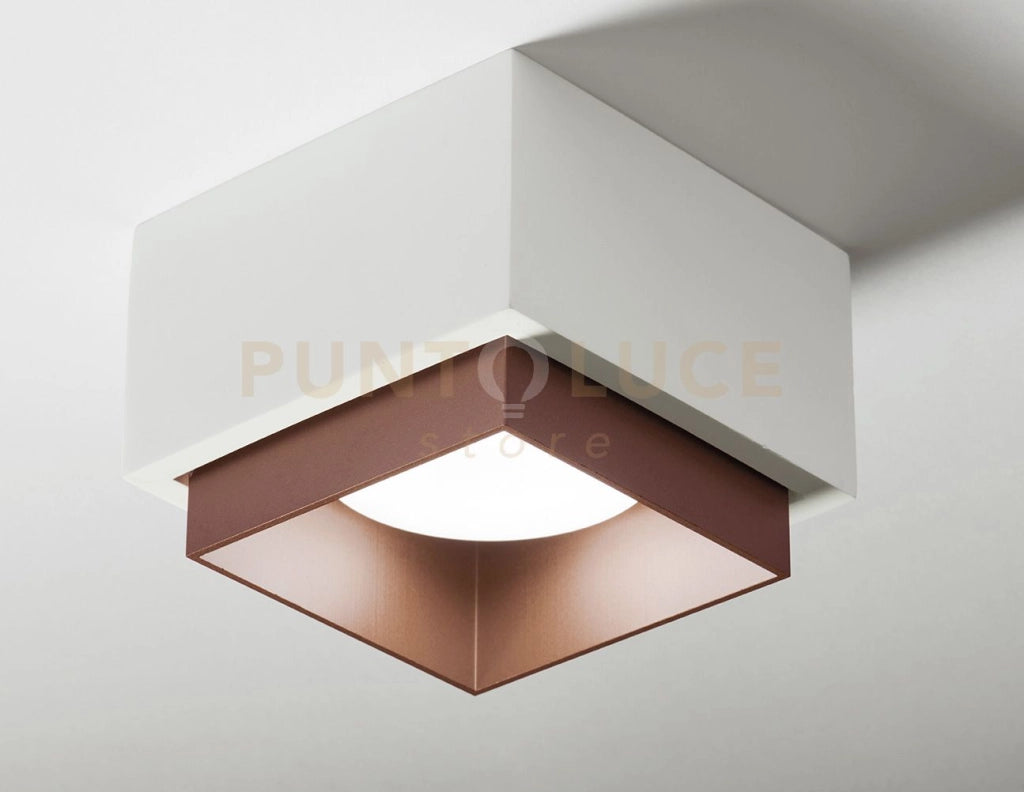 SYME lampada da Soffitto 1 Luce attacco GX53 Quadrata rame in gesso e alluminio l.11cm
