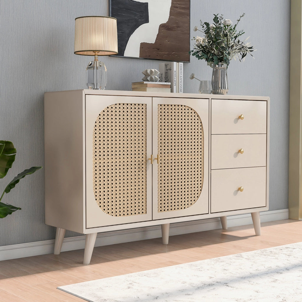 Mobile TV con Ante e Cassetti ¨C MINIMAL ¨C Bianco Crema, 120 cm