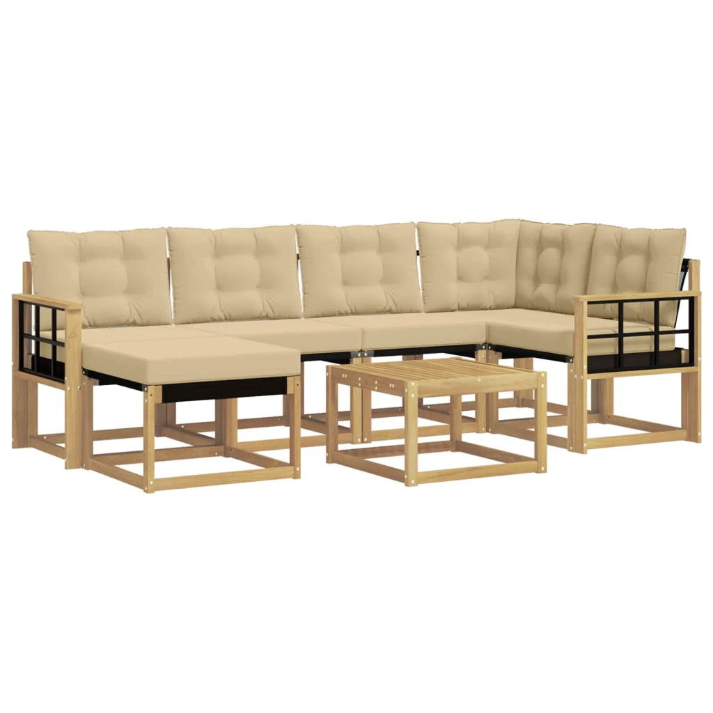 Set di divani da esterno con cuscino 7 pcs Bianco e Beige 3389675