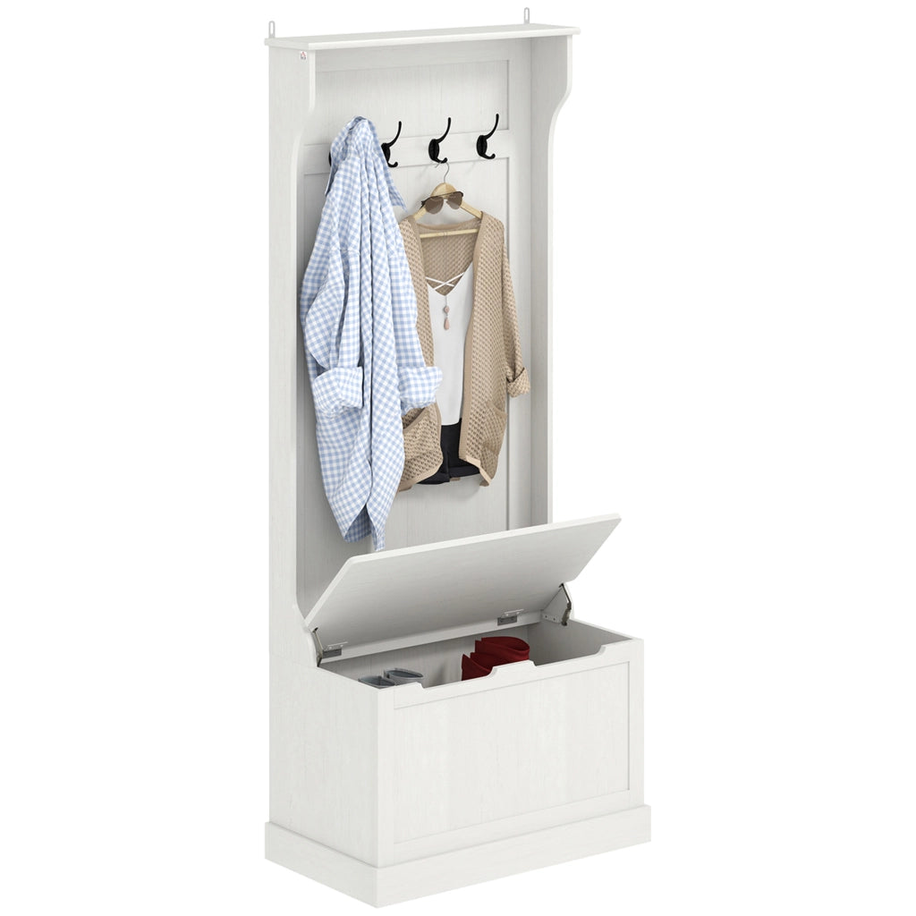 Mobile ingresso con portascarpe e appendiabiti ¨C Xylo ¨C bianco 71,5x39,5x170 cm