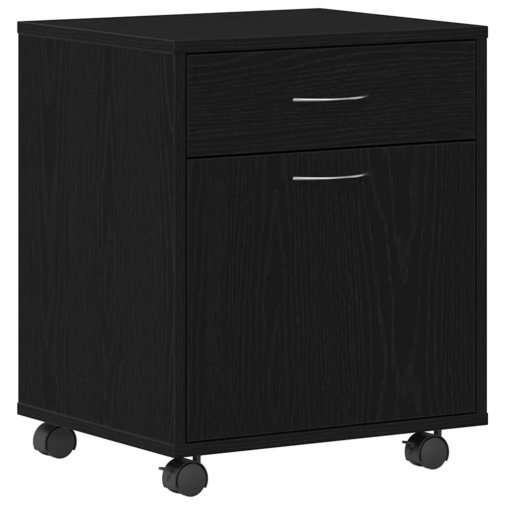 Mobile con Ruote Rovere Nero 45 x 38 x 54 cm Legno multistrato 862670