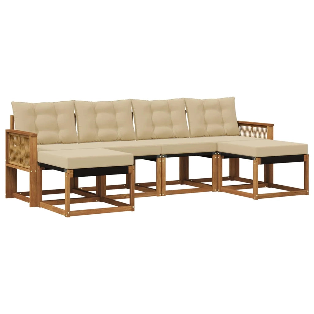 Set di divani da esterno con cuscino 6 pcs Naturale e Beige 3382133