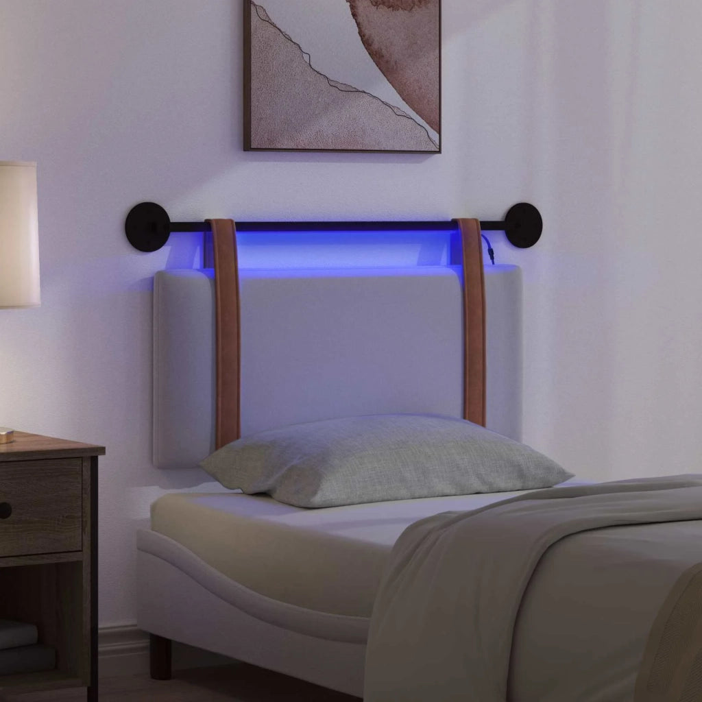 Testiera sospesa Con luce LED Bianco PU Antico 3423843