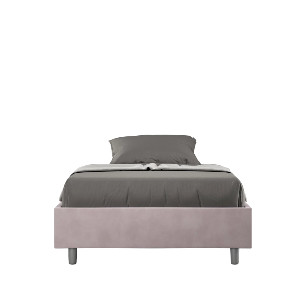 BS COM Letto una piazza e mezza contenitore imbottito 120x210 microfibra glicine