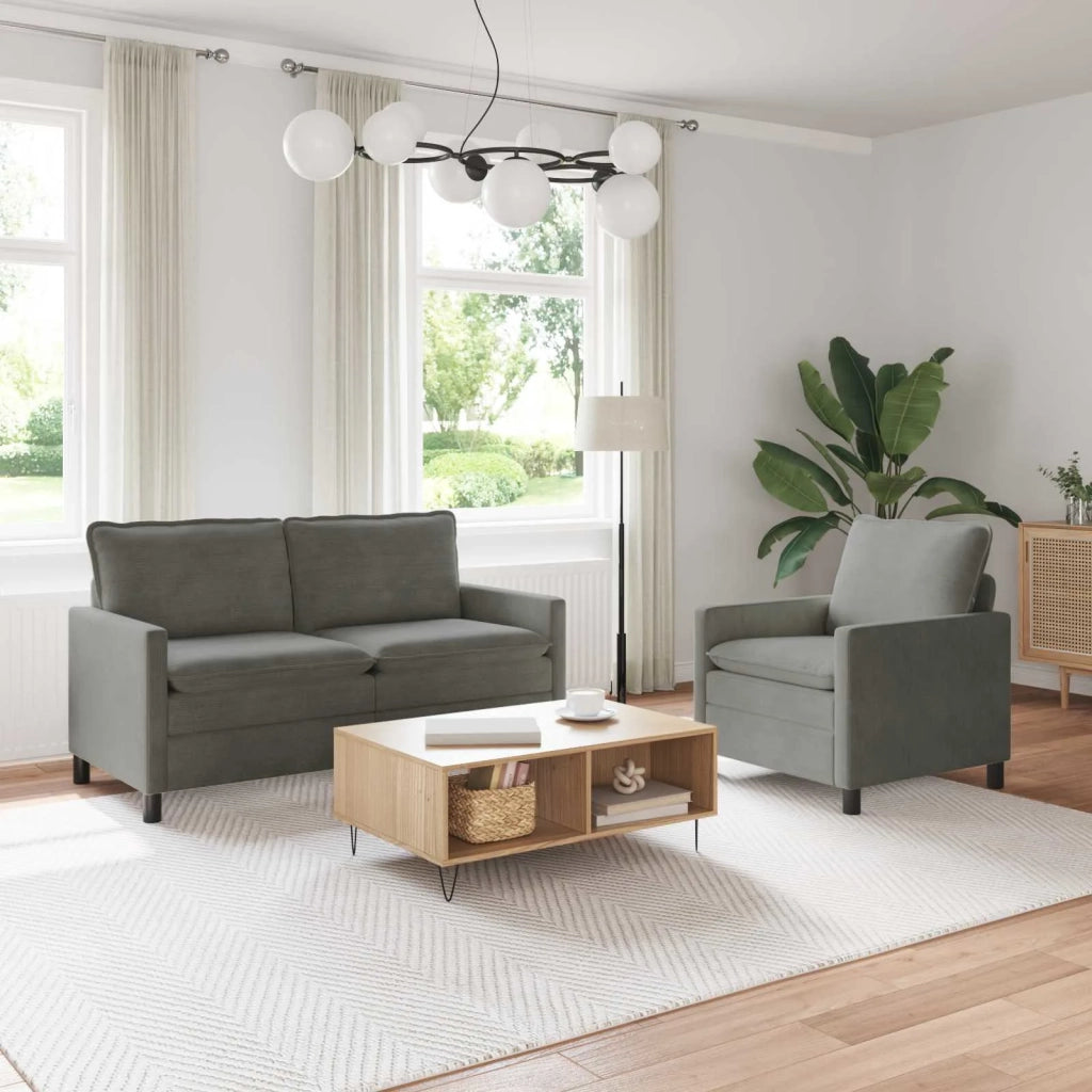Set di divani 2 pcs Grigio Chiaro Tessuto 3417083