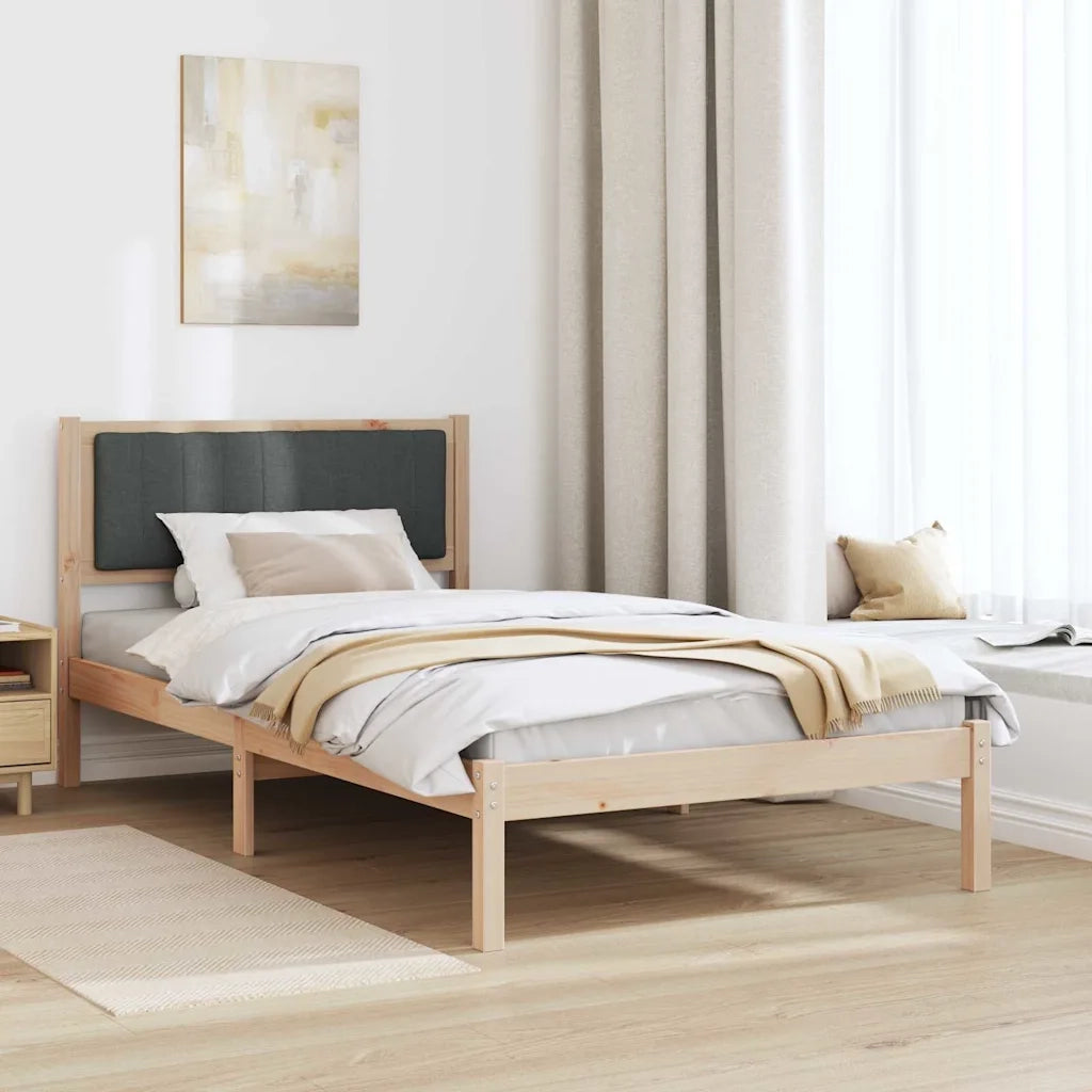 Letto singolo | Letto per adulti | Letto con Testiera Rivestita Grigio scuro 100 x 200 cm