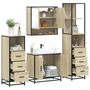 Set Mobili da Bagno 4 pz Rovere Sonoma in Legno Multistrato