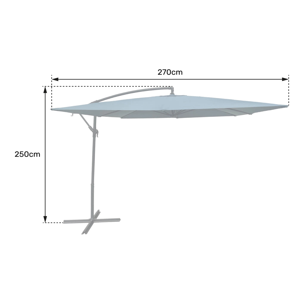 Parasole offset MOLOKAI quadrato 2,7x2,7m grigio