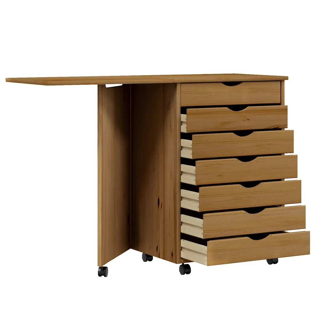 Armadietto Rotante con Scrivania MOSS ambra Legno Massello Pino 355900
