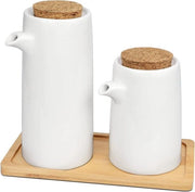 Dispensatore di olio ceramico - 2 pezzi - liquido condimento conservazione - caraffa olio d'oliva - con caricatore - cucina cottura - 250 ml 400 ml