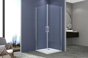 Box doccia angolare 90x90 cm apertura due ante battenti H200 cm cristalli trasparente 6mm profilo CROMATO IVO