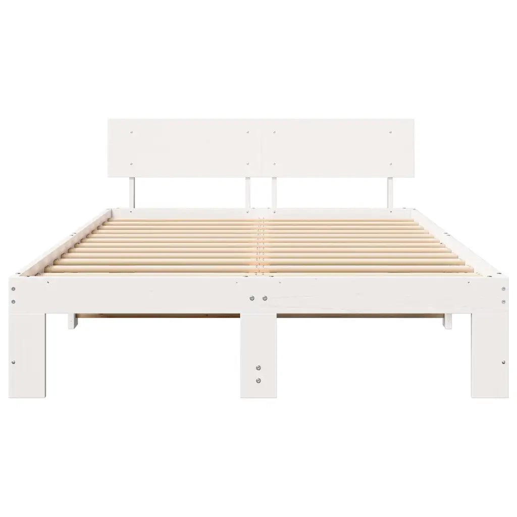 Struttura del letto-Giroletto-Rete del Letto Bianco 140 x 190 cm Pino massello 398051